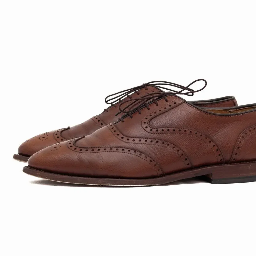 $395 Allen Edmonds McClain Brown Pebbled Leather Wingtip Oxford Shoes US10 EEE